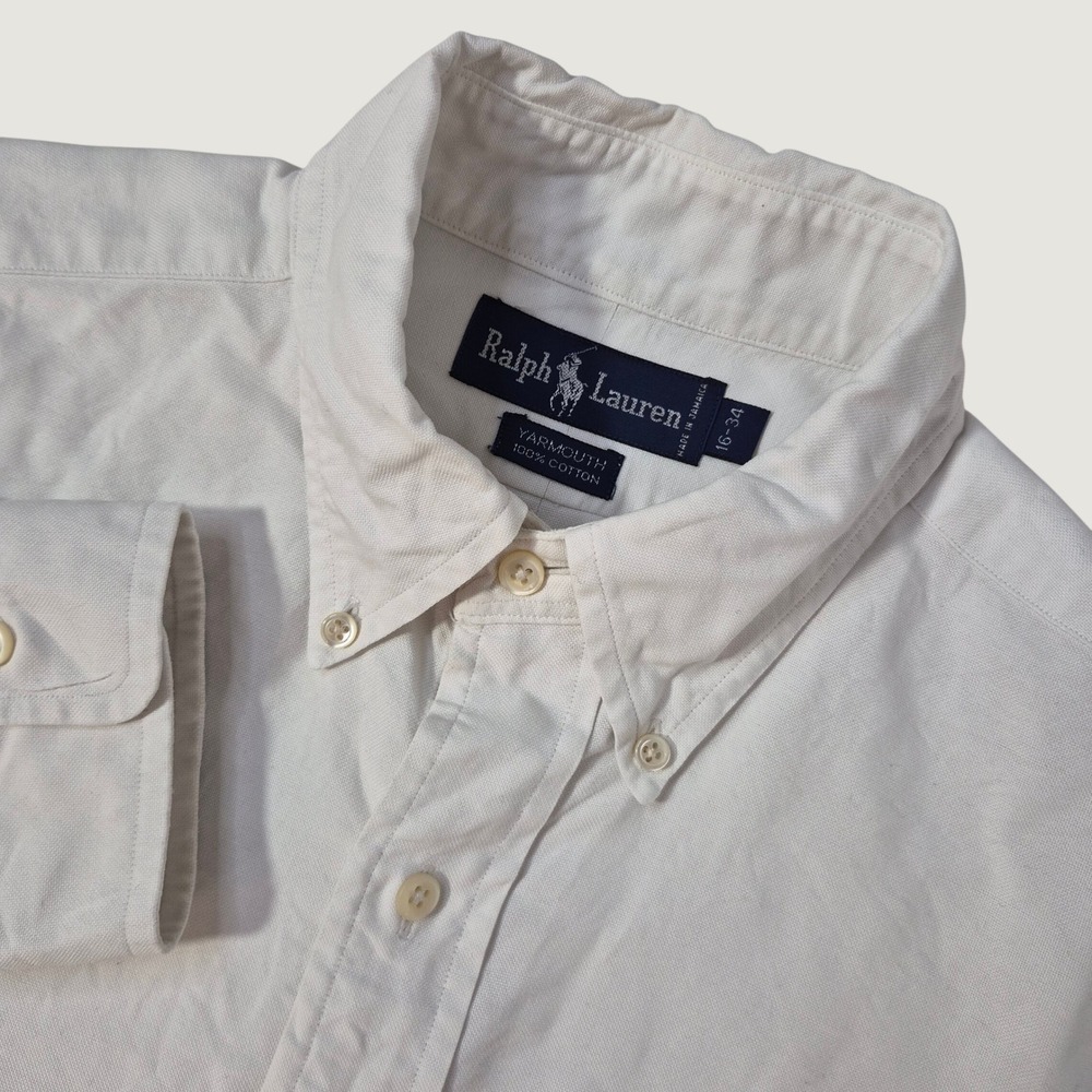 Ralph Lauren Yarmouth Shirt Mens 16-34 White Cotton Oxford Classic Office Pony